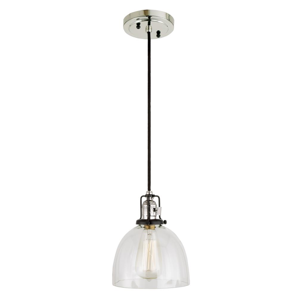 Jvi Designs 1221-15 S5 Nob Hill One Light Clear Madison Pendant In Polished Nickel And Black